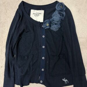 Abercrombie & Fitch Dark Blue Cardigan with Floral Detail